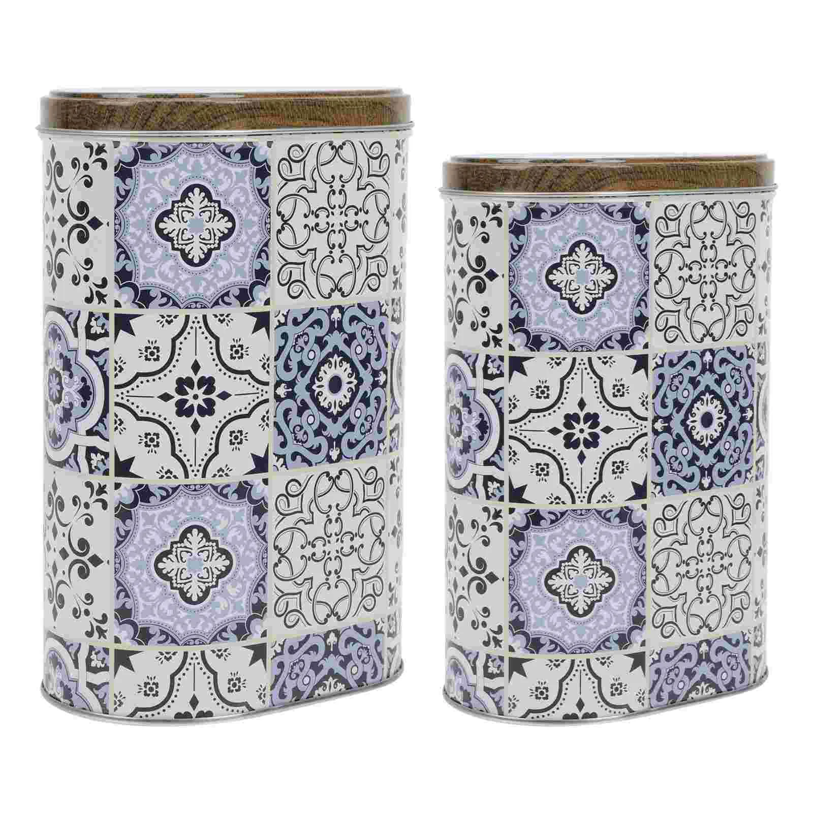 

2PCS Household Candy Containers Sealed Candy Cans Durable Iron Dried Fruit Cans