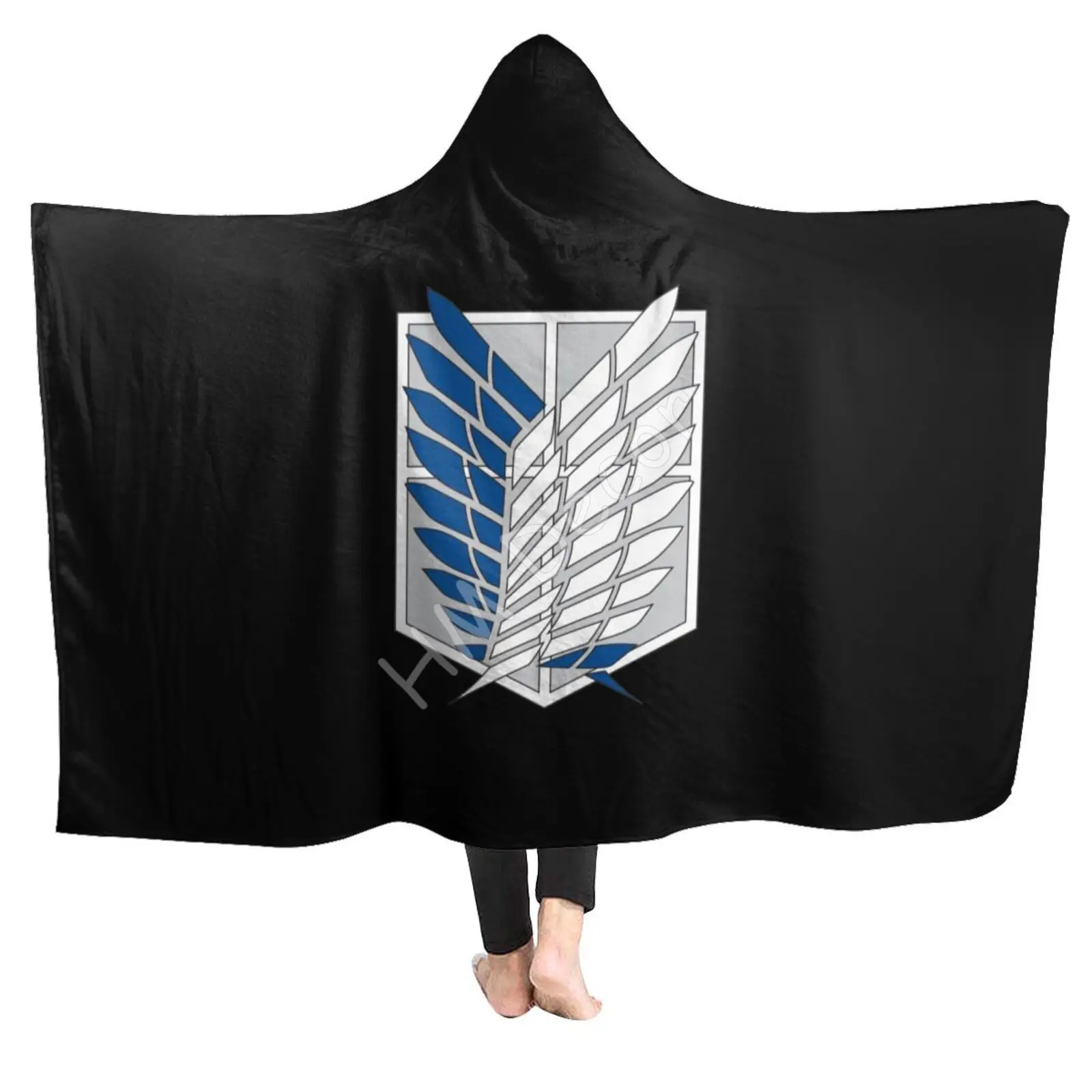 

Attack on Titan Print Hooded Blanket Wings of Freedom Mikasa Blankets Japanese Anime Soft Warm Throw Blanket for Adult Kid