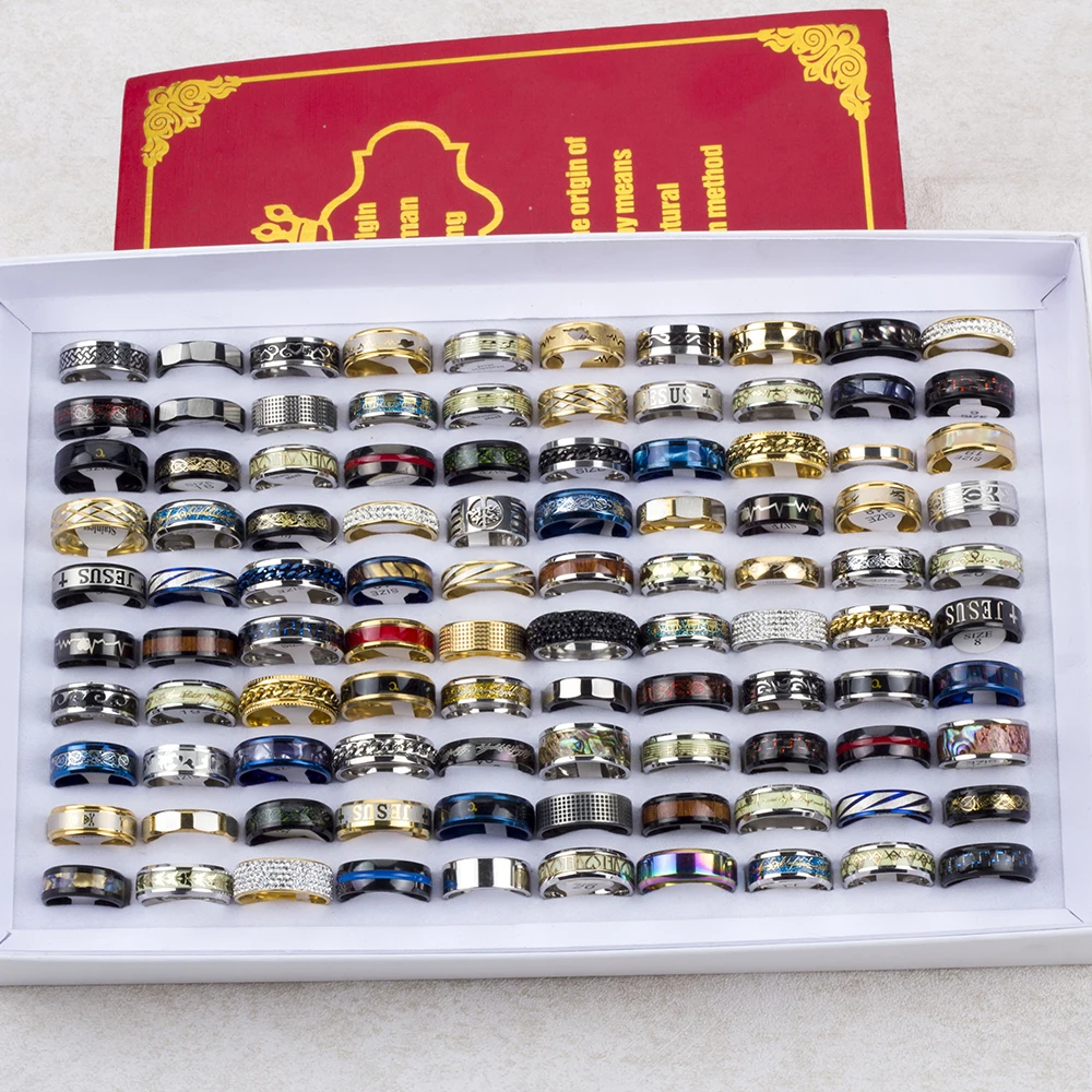 Мужское кольцо из нержавеющей стали размером 17-23 мм 30 шт./лот |