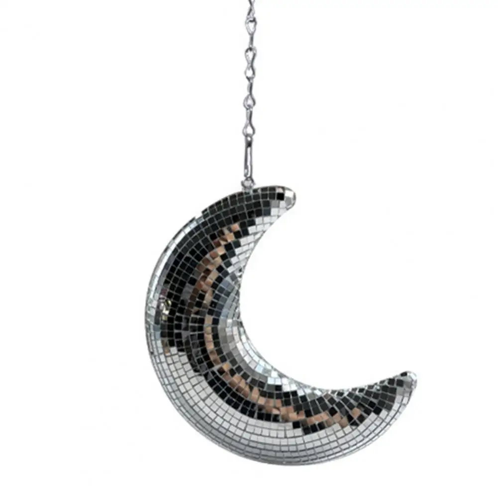

Moon Shaped Disco Ball Decor Set for Eye-catching Party Room Home Reflective Hanging Ornaments with Chain Hooks Disco for Bar