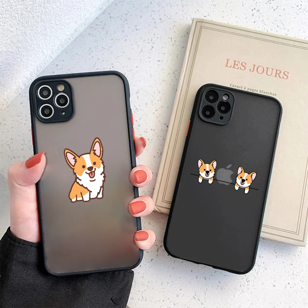 

Cartoon Cute Corgi Phone Case for IPhone 14 13 12 11 ProMax Mini Plus XR XS Max 7 8 SE 2022 Transparent Acrylic Hard Back Cover