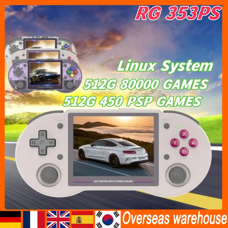 

ANBERNIC RG353PS Retro Handheld Game Console Linux System 3.5inch IPS Screen Video Game Supports Wifi 512G 90000 Games 450PSP