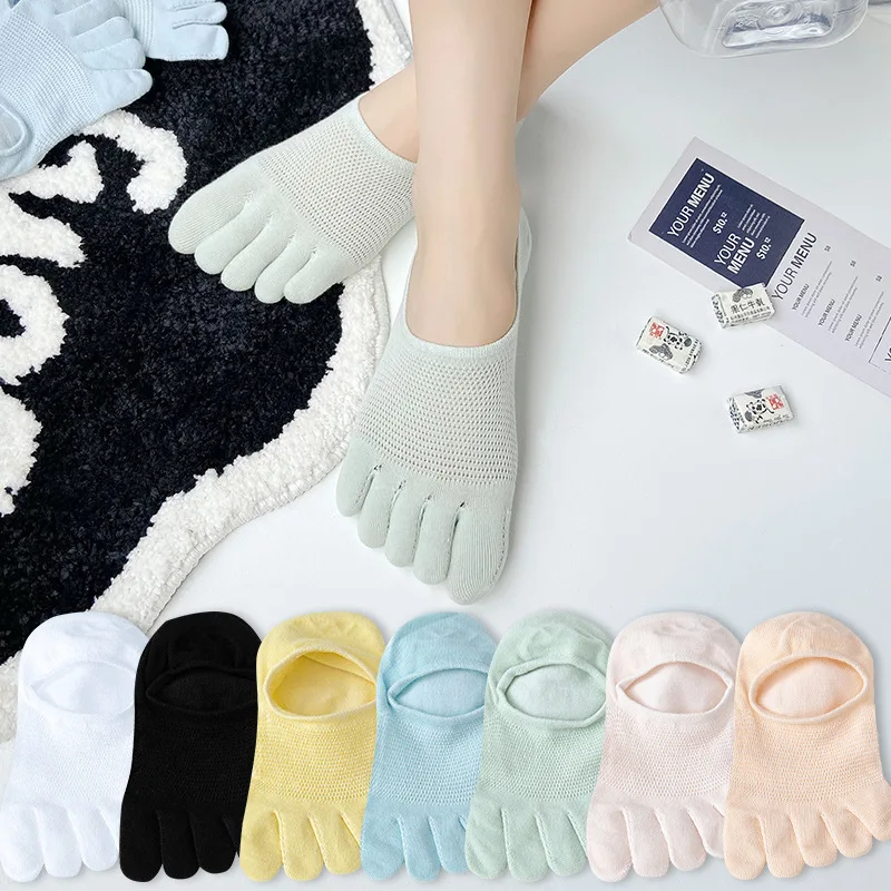 

Women's Slipper Toe Socks Summer Mesh Thin Cotton Split-toe Sweat-absorbing Boat Sock Ankle Socks Breathable Five Finger Socks