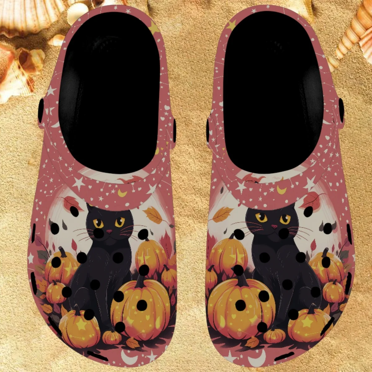 

Nopersonality Cat Pumpkin Design Slippers Female Wearable Cute Slide Slipper Breathable Adult Sandals Casual Halloween Gift