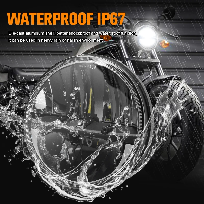 7-дюймовая круглая светодиодная проекционная фара для мотоцикла Harley FLD 2012-2016 Davidson