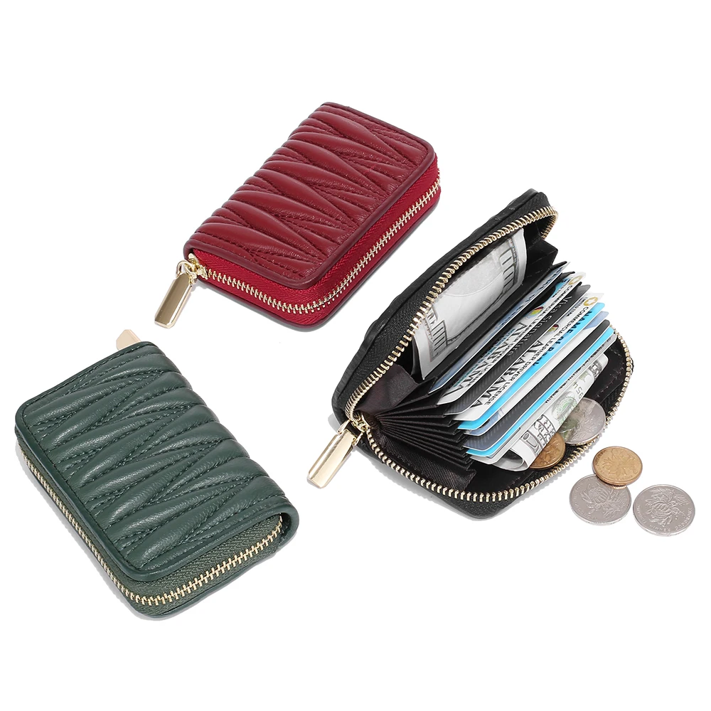 Fashion card package small female soft sheepskin folding the new personality advanced sense of zero wallet card holder COINS