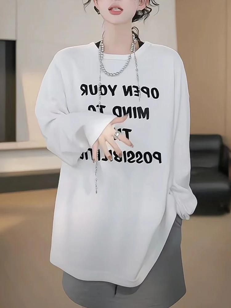 Plus Size European Goods Autumn and Winter 2024 New Sanding Long sleeves Shirt Women Retro Print Idle Sle Mid-Length Base Top