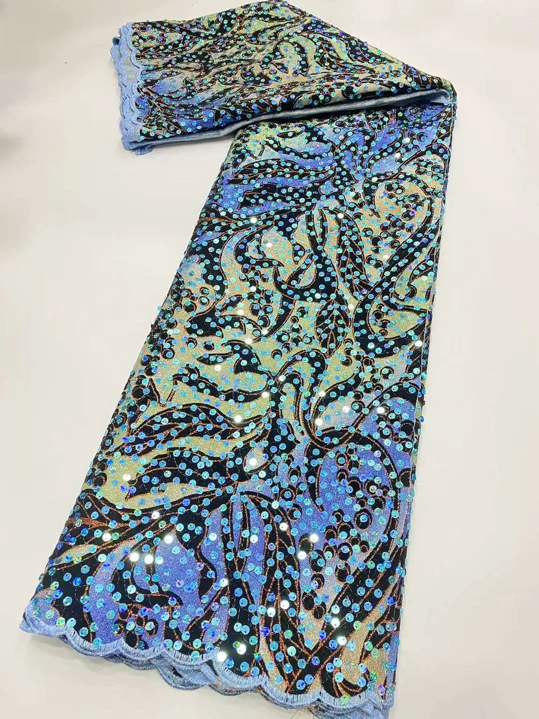 

Hot Sale French Sequins Lace Fabric African Party Wedding Lace Shiny Fashionable Design velvet laces fabric JYR1-4