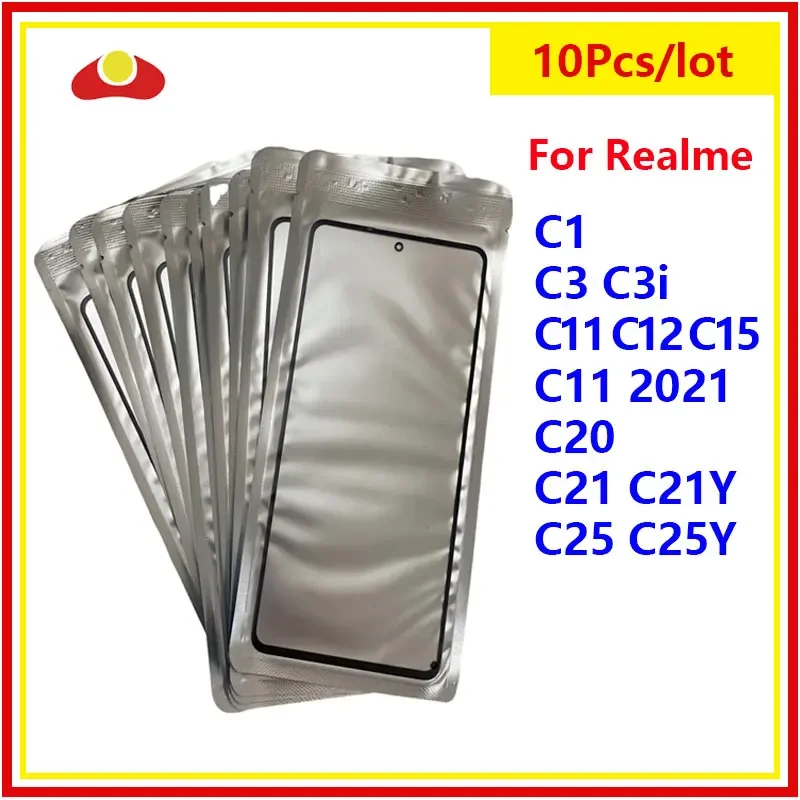 10 шт. внешнее стекло для Realme C25Y C25 C21Y C21 C20 C15 C12 C11 2021 C3i C3 C1 сенсорный экран Ремонт