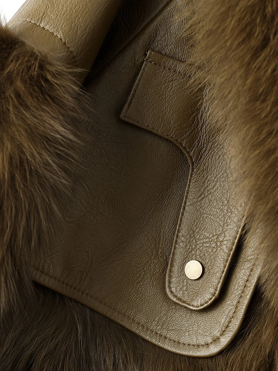 New Winter 2022 Fox fur coat Women's patchwork sheep fur large fur collar fashion coat