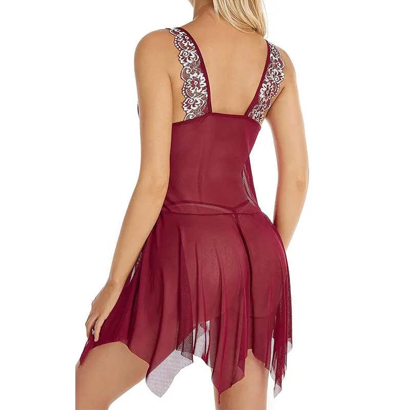 Fashion Sexy Sleepwear Night Dress Lingerie Women Front Closure Nightwear Sexy Lace Temptation Underwear Nightgown Plus Size 6XL