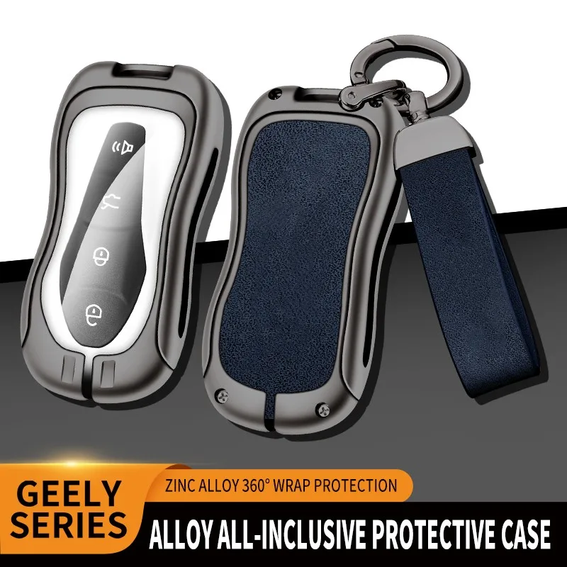 

2020 New Zinc Alloy+Leather+TPU Car Key Bag Key Chain For Geely Boyue Pro Atlas FY11 Tugella Accessories