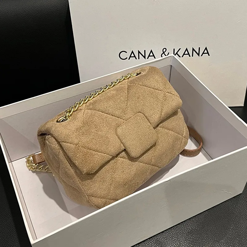 Women's Shoulder Bag Retro Nubuck Leather Lingge Pattern Women's Crossbody Mini Bag Brand Designer Girl's Purse Handbag Flap Bag