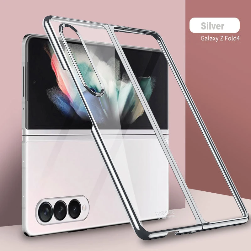 

Anti-fall Plating Frame Case for Samsung Galaxy Z Fold 4 5G Clear Hard Plastic Shockproof Skin Full Protection Cover for Z Fold4