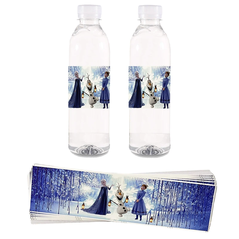 

12pcs Frozen Elsa Anna Princess Birthday Party Sticker Snowflake Party Mineral Water Bottle Label First 1st Birthday Supplies