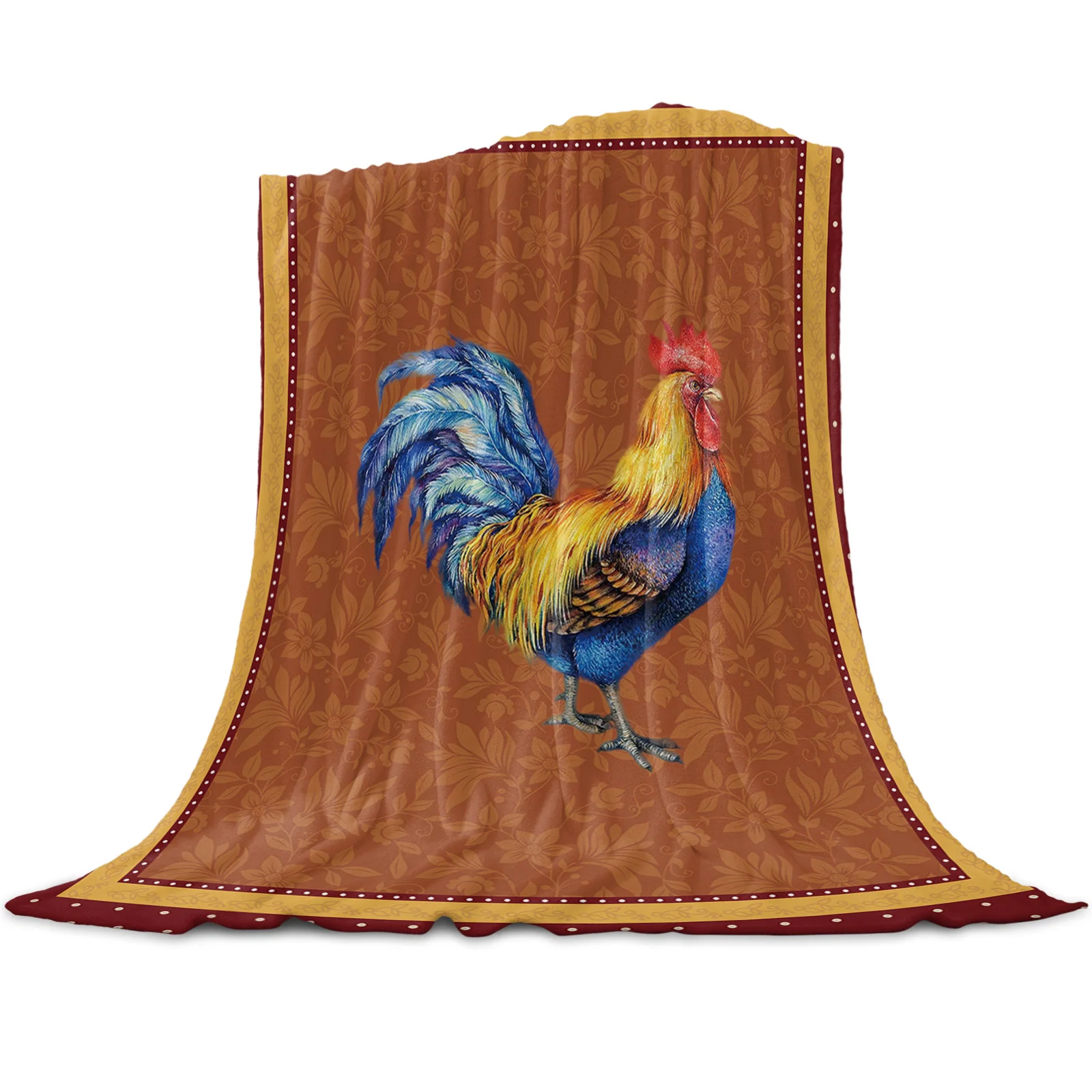 

Rooster Animal Farm Polka Dot Flannel Throw Blanket Children Adult Sofa Travel Camping Throw Blankets for Bedding Warm Blanket