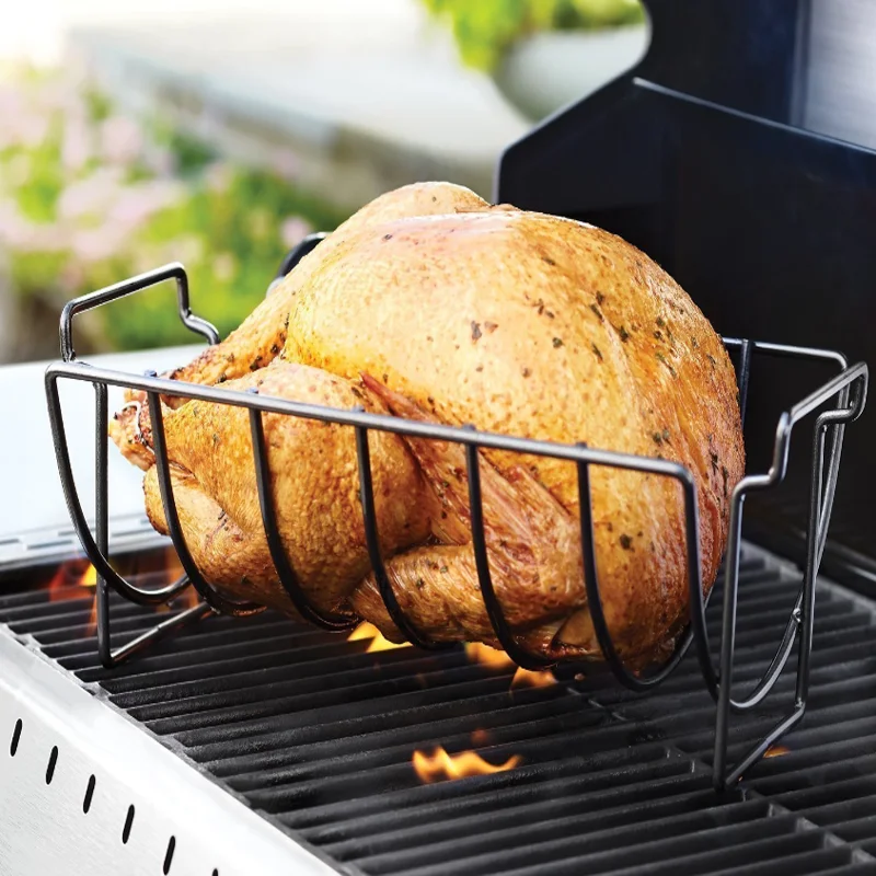 

Hot Stainless Steel Chicken Beef Ribs Rack Steak Storage Holder Non Stick Rib Shelf for Home Garden Party Outdoor BBQ Tools