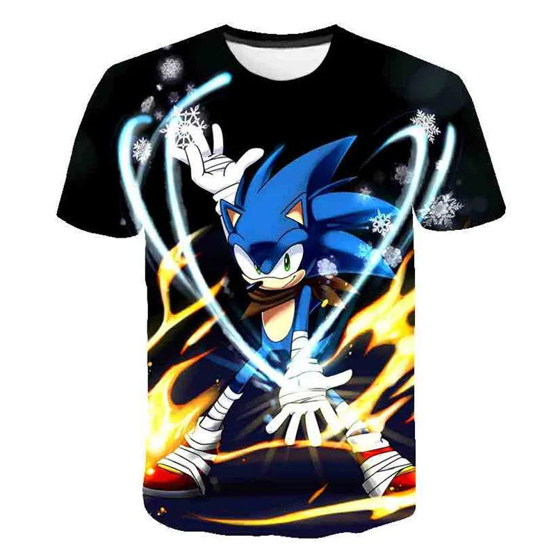 

Летняя модная 3D новая футболка Sonic, Детская забавная Повседневная футболка для игры, детская одежда для мальчиков и девочек, крутая мультяшн...