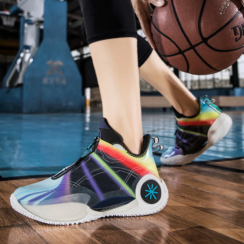2022 Trend New Rainbow High Quality Basketball Shoes Men Women Fluorescent Platform Sports Shoes Unisex Luxury Designer Sneakers