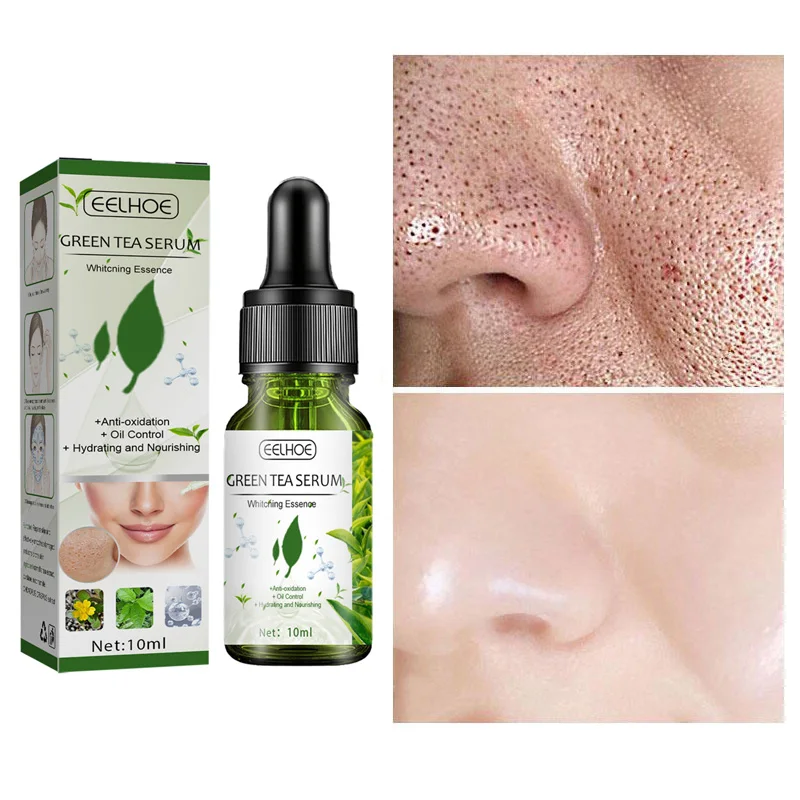 

Pore Shrink Essence Green Tea Oil Control Moisturizing Face Serum Remove Dark Spots Acne Blackheads Brighten Nourish Skin Care