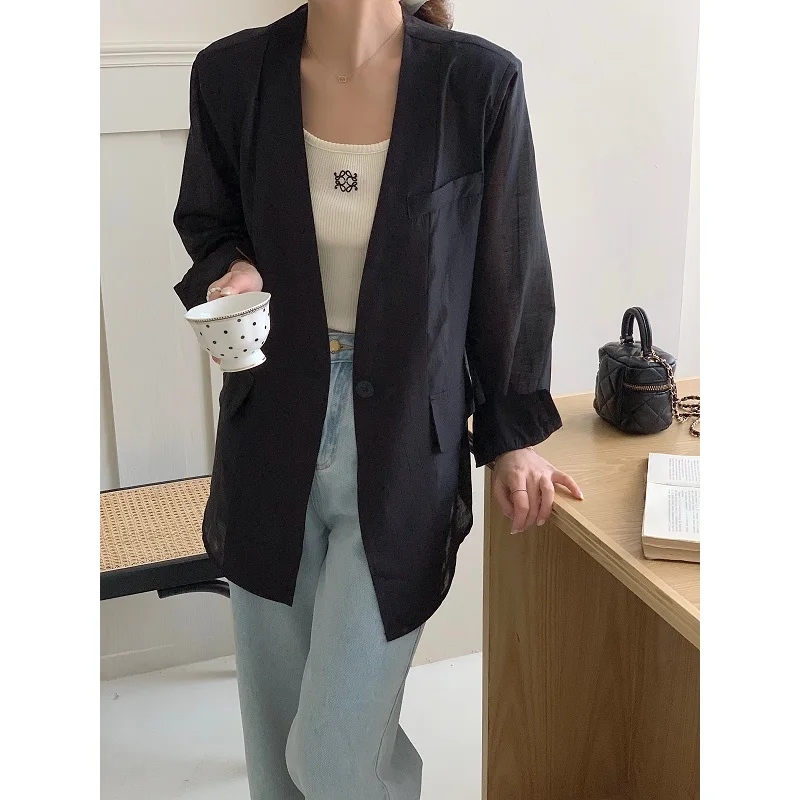 Brand Collarless s Women Summer New Long sleeve Breathable Sun Protection Shirt Thin Polo Collar Suit
