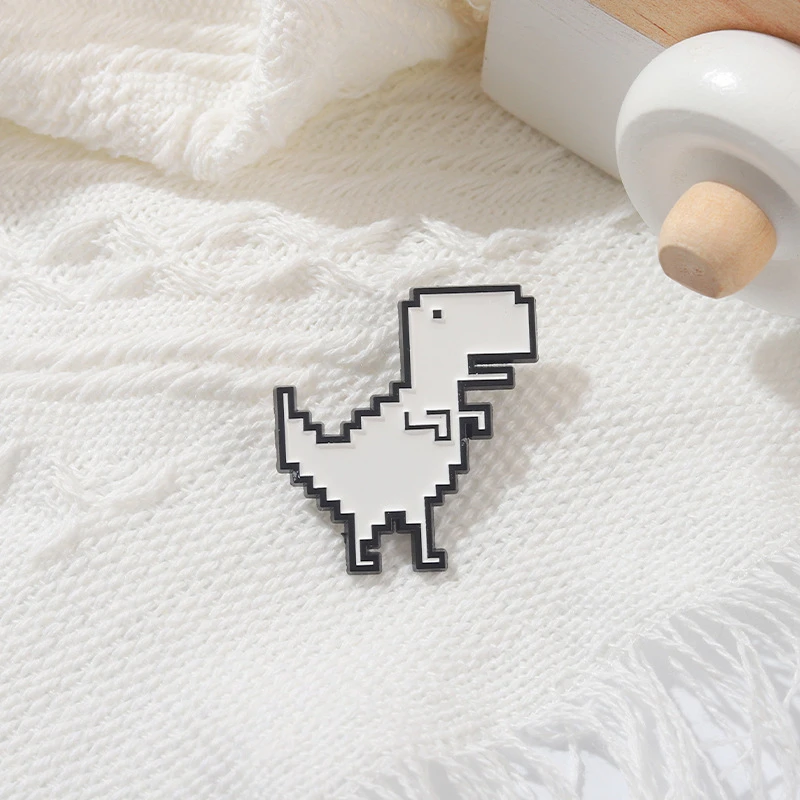 

Custom Tyrannosaurus Enamel Lapel Pins Cute White Rex Dinosaur Brooches Bag Clothes Jewelry For Scientific Research Lovers Gifts