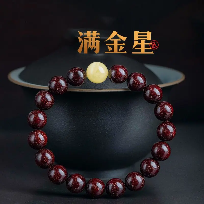 Индийские бусины Lobular из красного сандалового дерева, заполненные венериной, бусины Будды, ювелирные изделия, для мужчин и женщин, ретро нишевый женский роскошный браслет