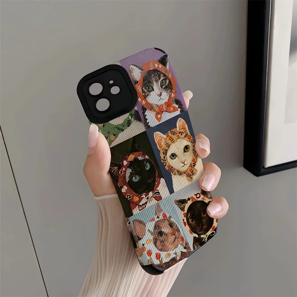 Полноэкранный чехол для телефона Cute Cat Art Illustration Pupil OPPO A94 A93 A91 A76 A74 A72 A55 A54 A53 A5 A9 A15 A7