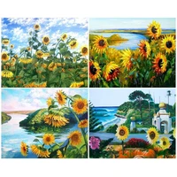 gatyztory 60x75cm frame diy painting by numbers kits sunflowers scenery modern home wall art picture flowers paint by numbers