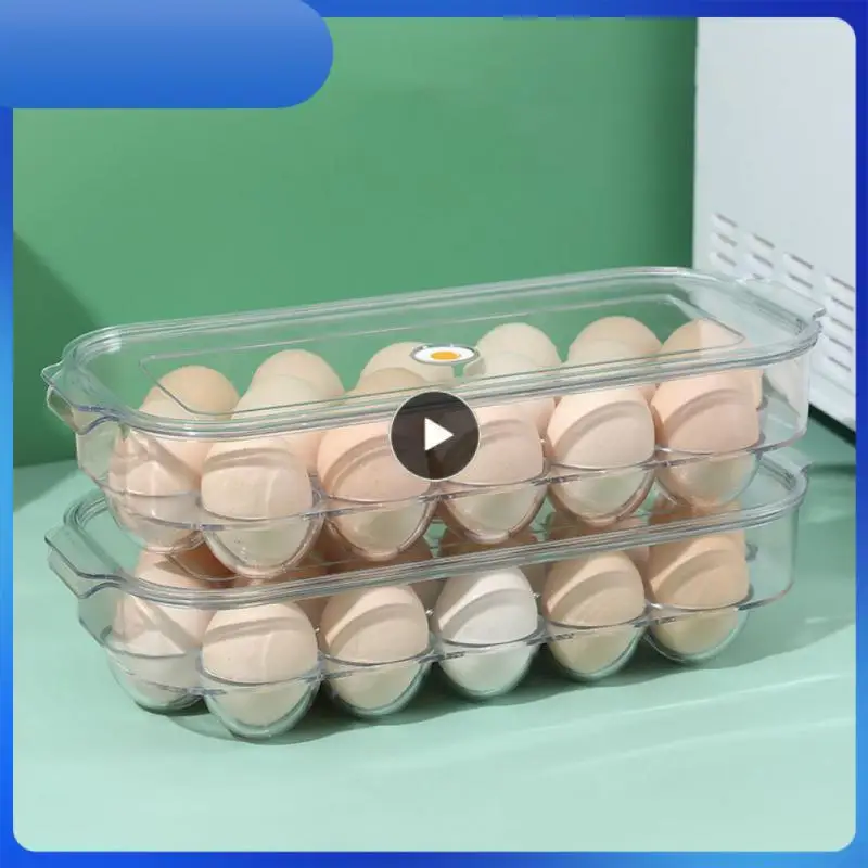

Egg Storage Box With Cover Dumpling Holder Refrigerator Fresh Keeping Case Transparent Egg Storage Rack Home Kitchen Accessories