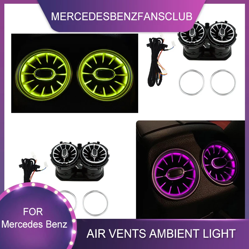 Rear Air Conditioning Vents 64color LED Turbine Ambient Light For Mercedes Benz C /E/G/S/CLS/ GLC/ Class W464W222 W205 W213 X253