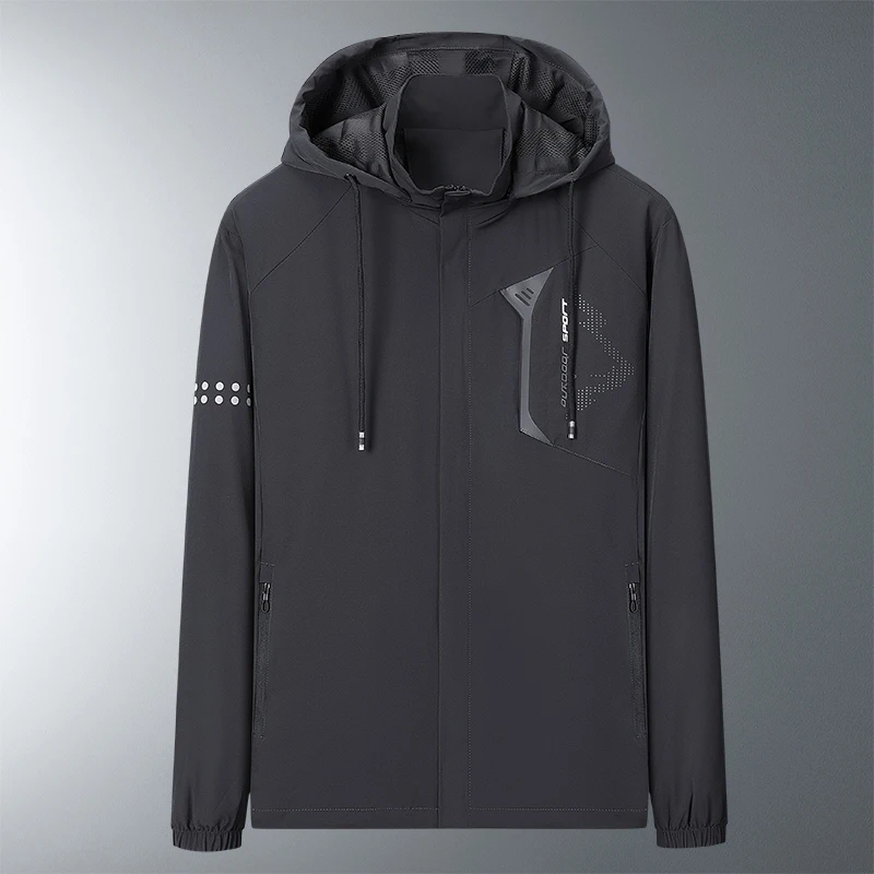 

Casual Zip Up Windbreaker Jackets For Men's Techwear Windproof Black Green 2022 Spring Autumn Clothing Oversize 5XL