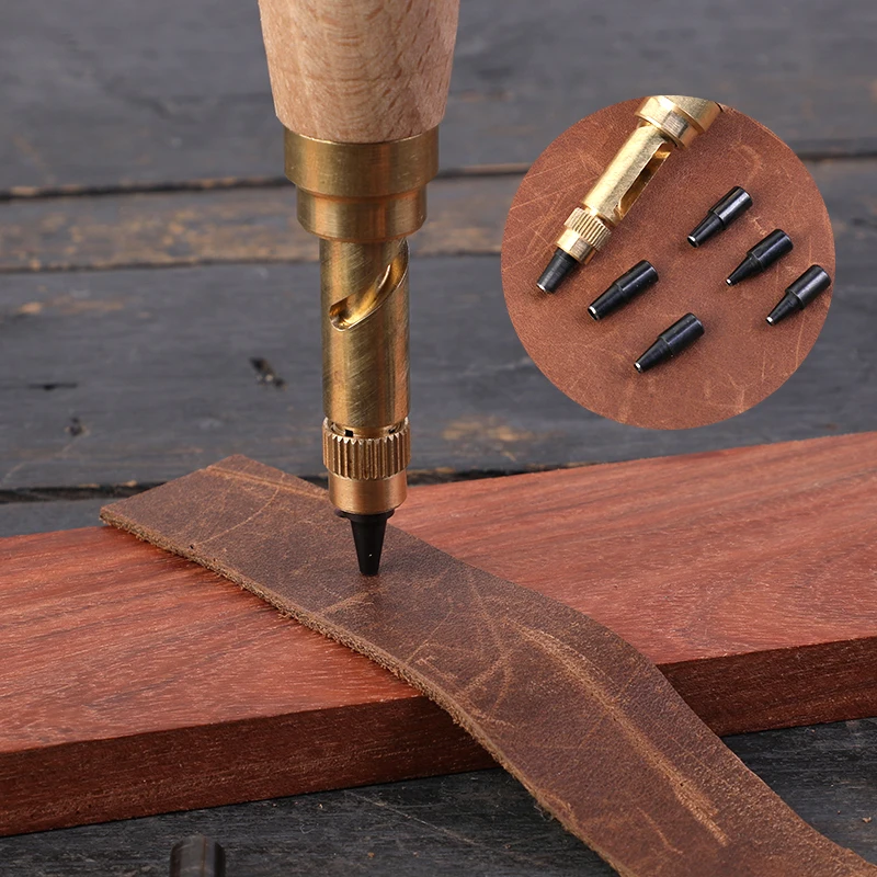 

Hole Punch Screw Removable Book Drill Auto With 6 Size Tip 1.5-4mm Automatic Belts Screw Punch Leather Tool belt hole puncher