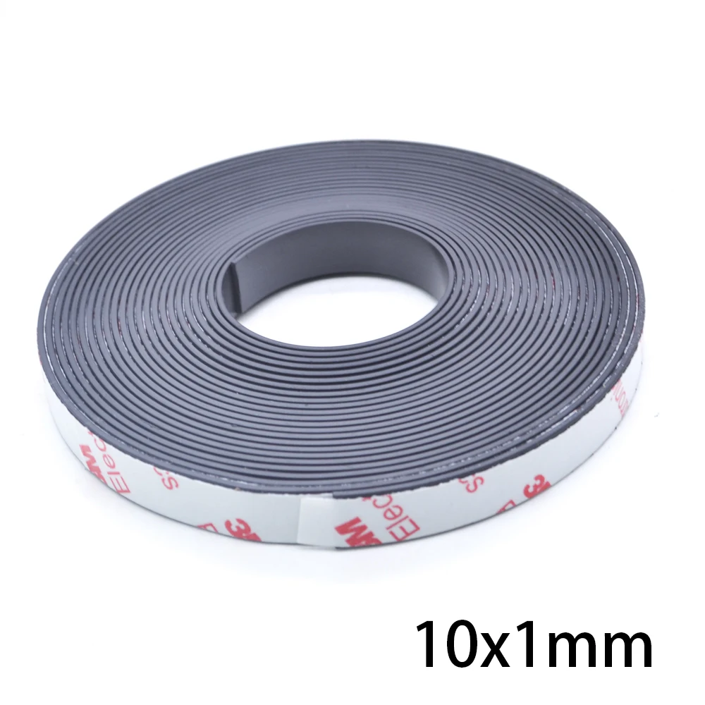 

5 м/лот 10x1 мм или 10*1 мм сильная Гибкая магнитная полоса, самоклеящаяся магнитная лента, резиновая магнитная лента, длина 10x39,37 дюйма