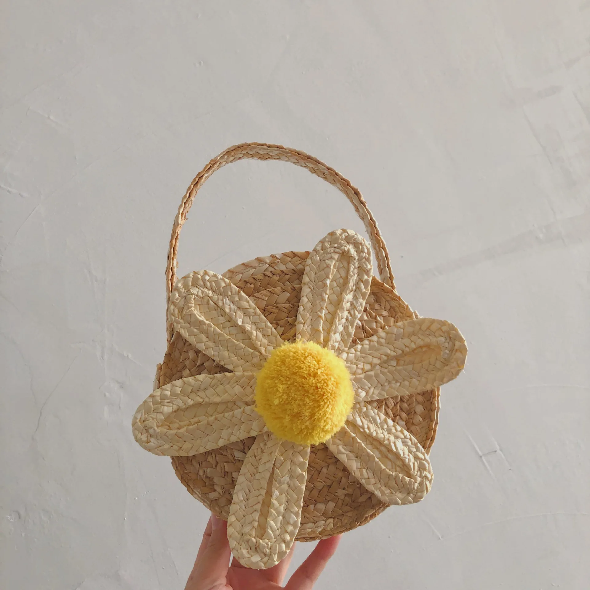 

MILANCEL New Daisy Flower Straw Bag Hand-woven Children's Handbag Cute Girl Baby Bag