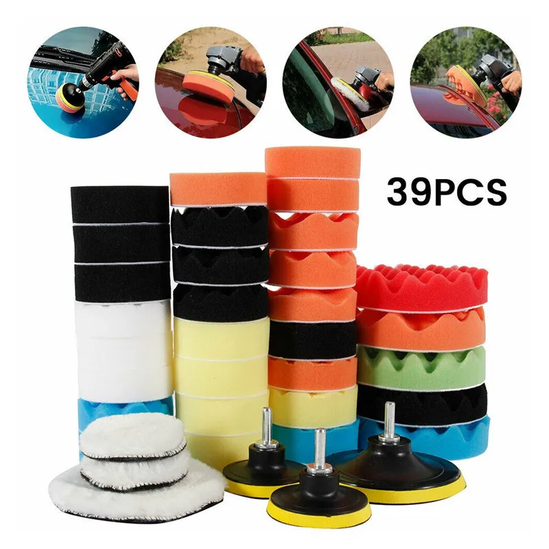 

5/11/22/39pcs3/5"Polishing Kit Polishing Pad Car Waxing Sponge Disk Wool Wheel Auto Paint Care Polisher Pads Car Gadget Cleaning