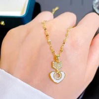 love statement necklace gold plated chain wedding jewelry personality luxury geometric shape heart pendant women clavicle chain