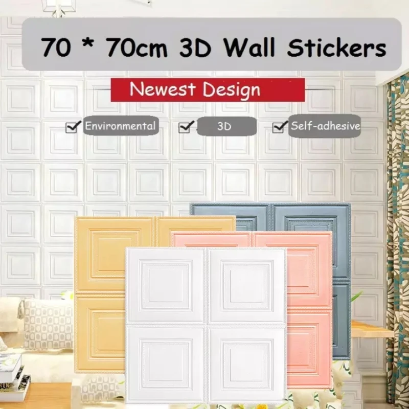 

70x70cn 3D Wall Sticker Imitation Brick Soft Imitation Brick Bedroom Decoration Waterproof Wallpaper for Kitchen TV Living Room