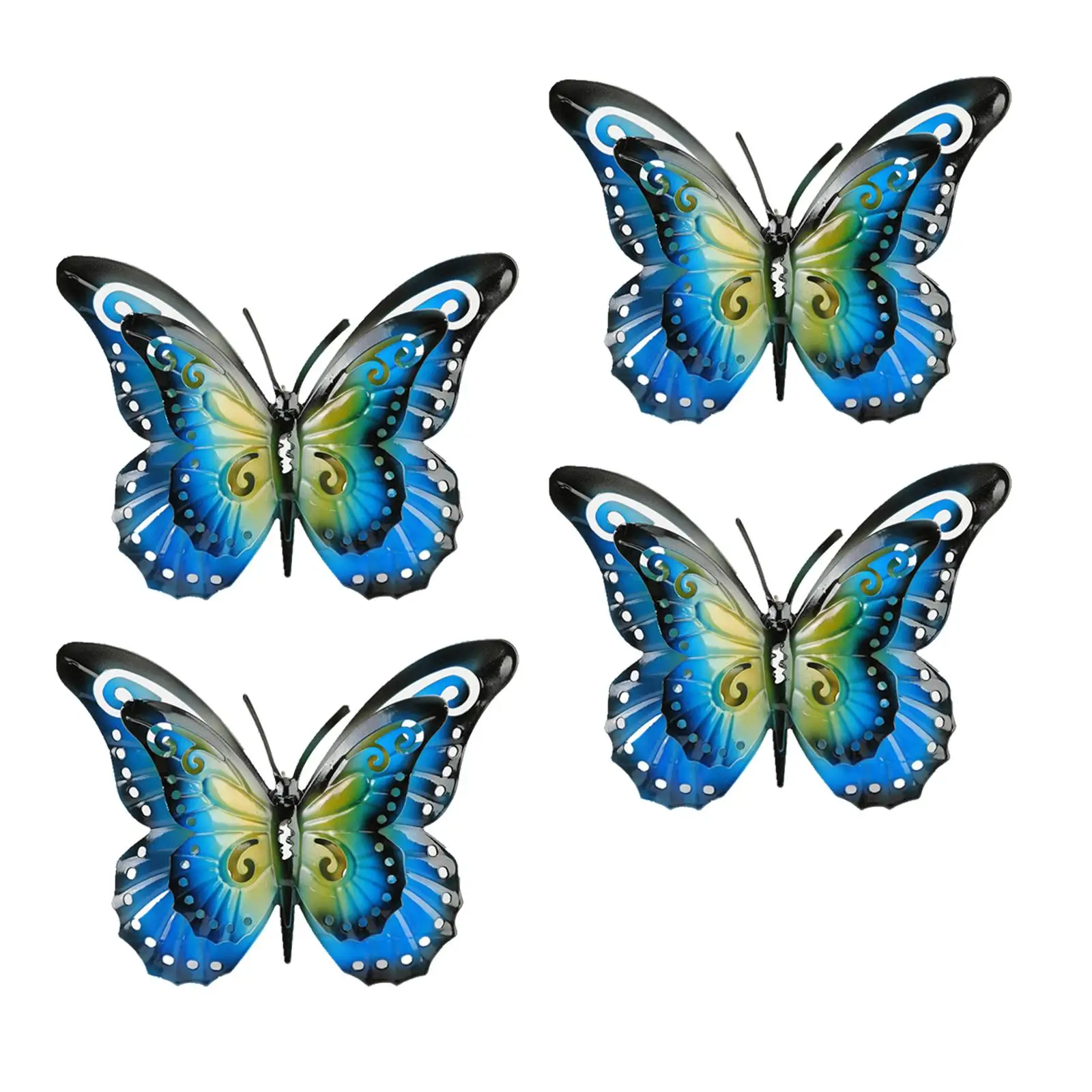 

4x Wall Sculptures Hanging Decorations Outdoor Indoor Display Artwork Butterfly Metal Wall Decors for Fence Patio Background