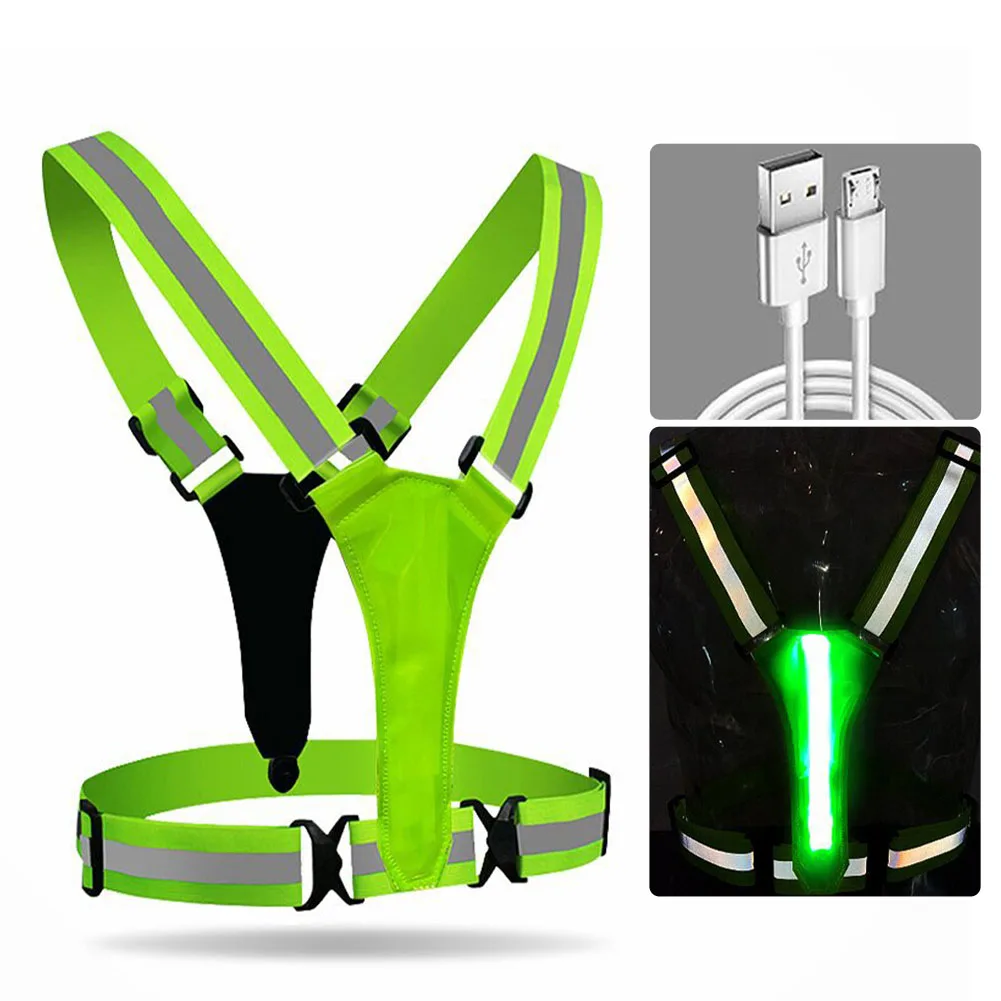 

Reflective LED Wireless Cycling Vest USB Rechargeable Warning Vest Cycling Outdoor Night Running Adjustable Warning Safety Suit