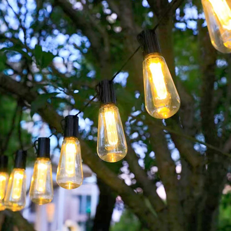 

Patio Lights For Garden Outside Backyard Porch Outdoor LED String Lights Plastic Shatterproof Bulbs Waterproof