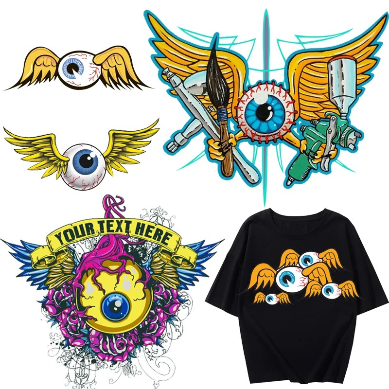 

Eyes with Wings Patches Thermal Stickers on Clothes Iron-on Transfers for Clothing Thermoadhesive Patch Diy Applique for Bags
