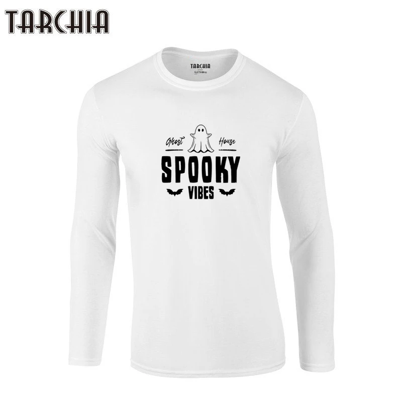 

TARCHIA T-Shirt 2023 Fashion Boy Printing Long Sleeve Ghost Spooky Oversized Cheap T Shirt Men Slim Tee Top Homme Cool Hot Sale