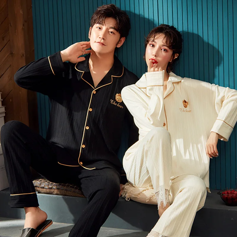 Новинка Весна 2022 Пижамный комплект для пары мужчин и женщин хлопковый Молодежный