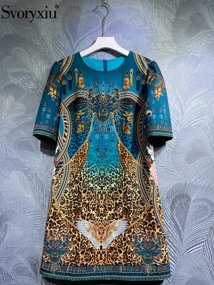 

Женское Короткое платье Svoryxiu, разноцветное свободное облегающее платье с винтажным принтом, короткими рукавами, расшитое бисером, на лето 2019
