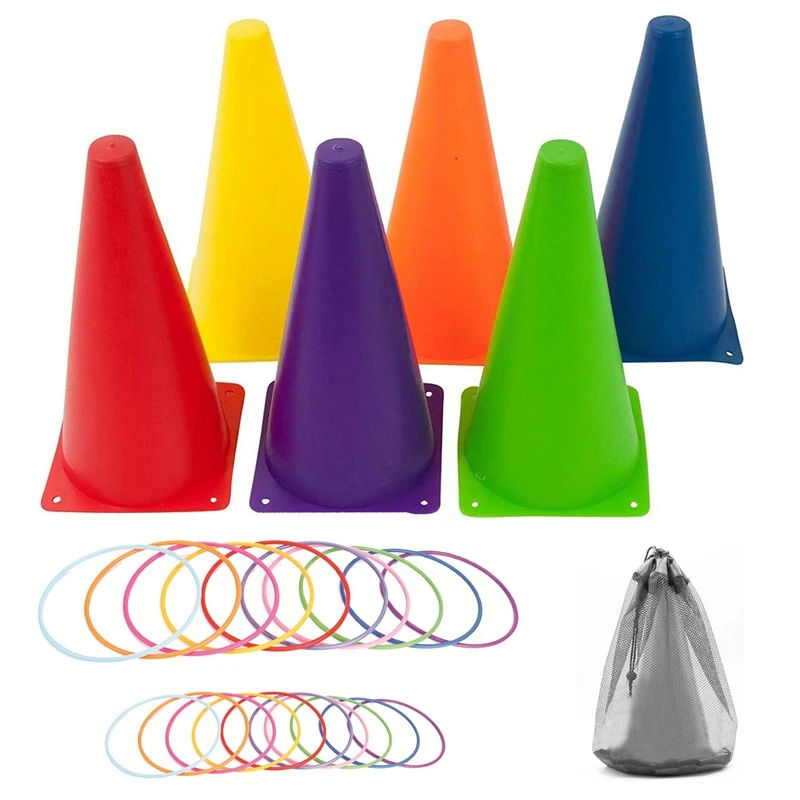 

26 Pcs Plastic Cones Ring Toss Combo Set Outdoor Carnival Games For Kids Adults Birthday Party Throwing Backyard Games