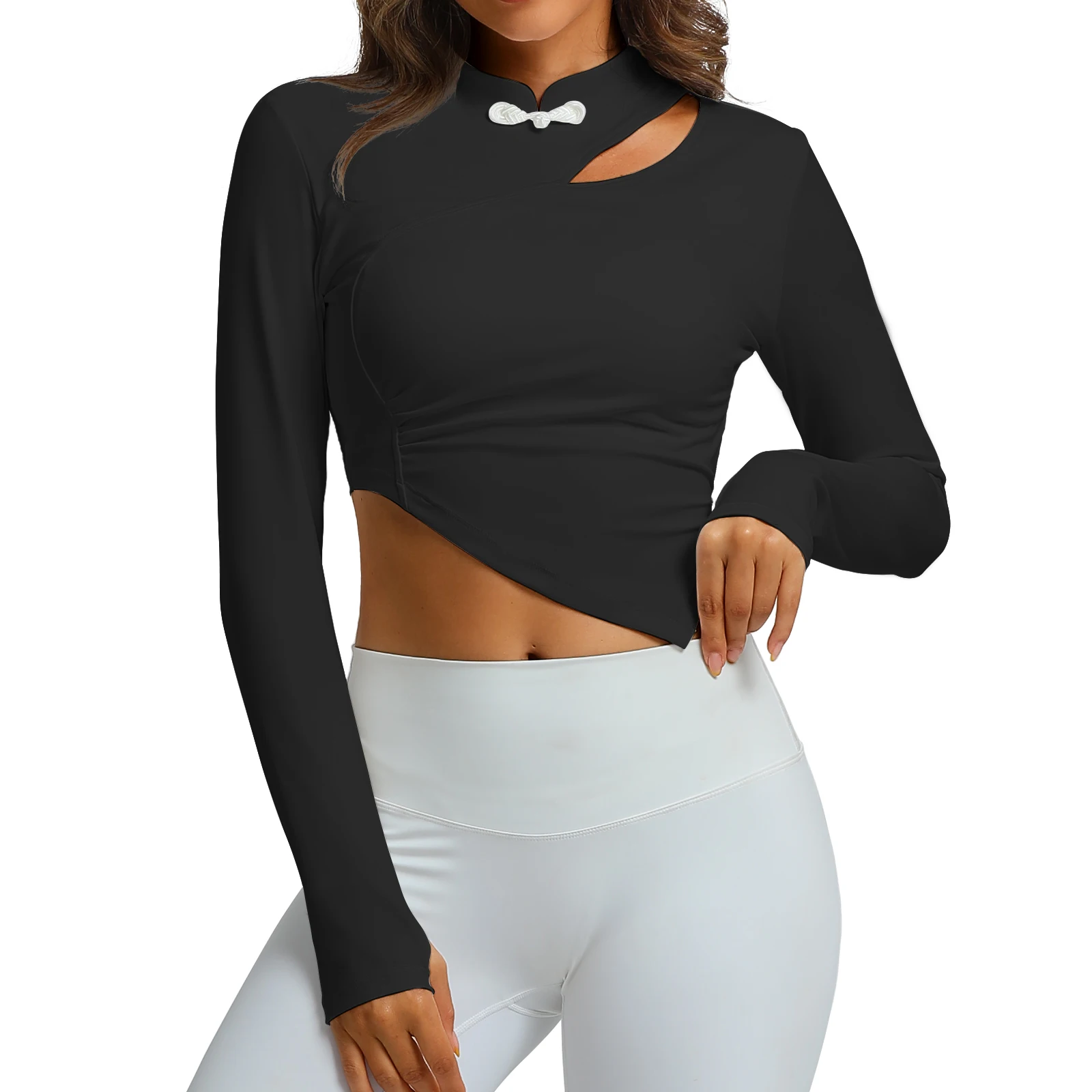 Женский Топ Для Йоги С Длинными Рукавами Фитнеса Бега Пилатеса Повседневная