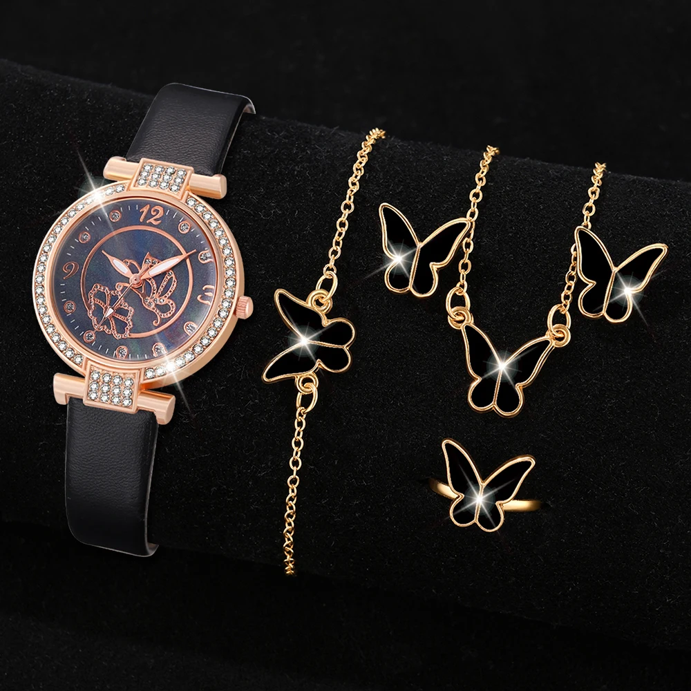 Черные женские кварцевые наручные часы модный минималистичный стиль кожаный