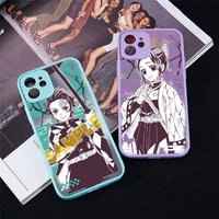 cartoon japan anime demon slayer phone case for iphone 13 12 11 8 7 plus mini x xs xr pro max matte transparent cover