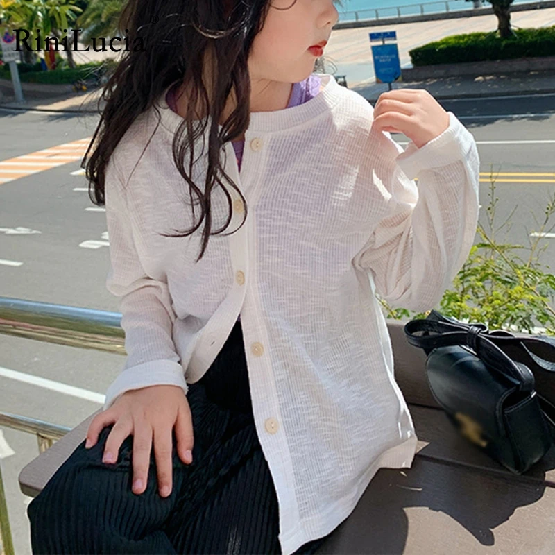 

RiniLucia Baby Girls Cardigan Summer Cotton Sweater Top Baby Children Clothing Girls Knitted Cardigan Sweater Kid Thin Clothes